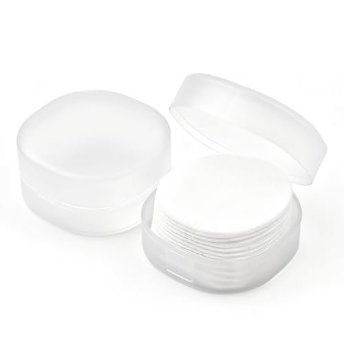 2-Pack Portable Cotton Round Holder - Lightweight Plastic Dispenser for Makeup Remover Pads, Cotton Balls, Floss, Beads | White Transparent - görsel 2