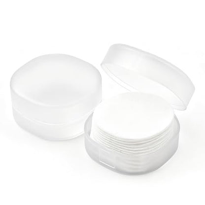 2-Pack Portable Cotton Round Holder - Lightweight Plastic Dispenser for Makeup Remover Pads, Cotton Balls, Floss, Beads | White Transparent