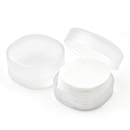 2-Pack Portable Cotton Round Holder - Lightweight Plastic Dispenser for Makeup Remover Pads, Cotton Balls, Floss, Beads | White Transparent