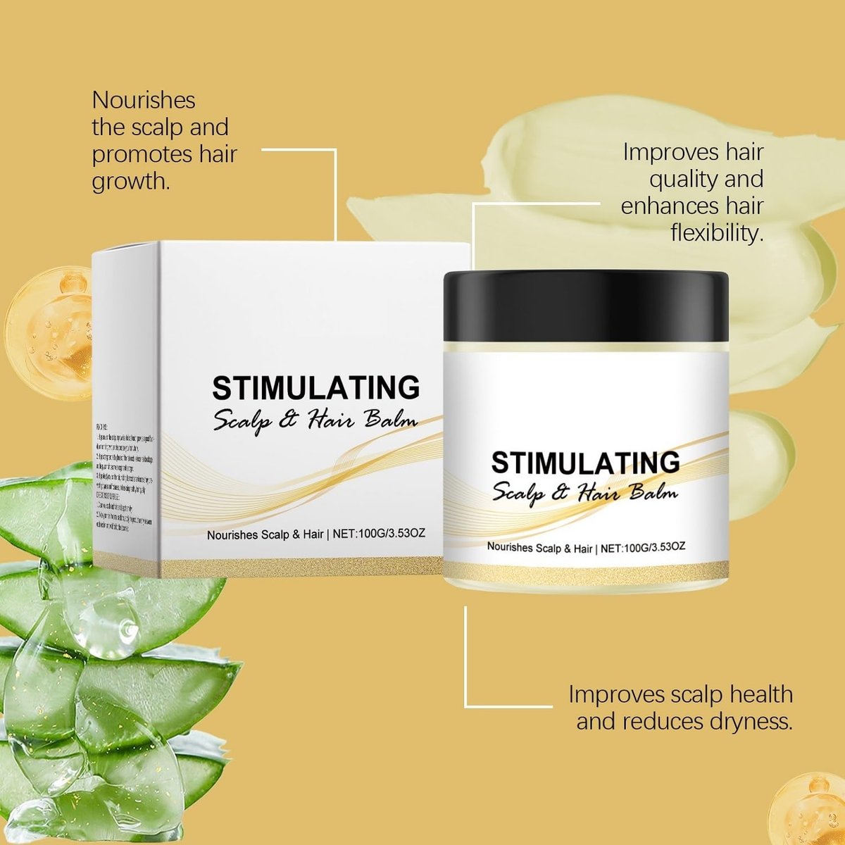 Stimulating Scalp and Hair Balm with Shea Butter & Mango Butter - 2 Pack, 1.77 Fl Oz Each Avelisse