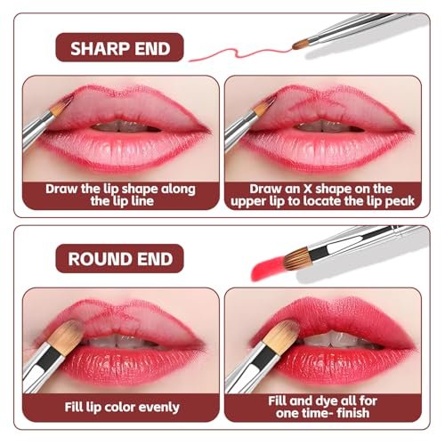 uadbau Silver Dual Ended Retractable Lip Brush – Portable Lip Brush for Lipstick & Lip Gloss, Eyeshadow Applicator, Travel-Friendly Makeup Brush, Includes Lid - görsel 10