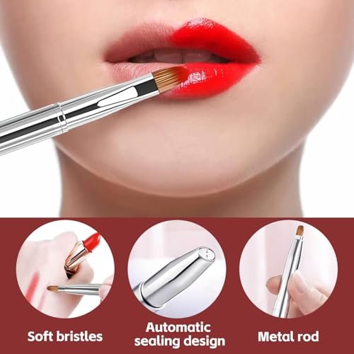 uadbau Silver Dual Ended Retractable Lip Brush – Portable Lip Brush for Lipstick & Lip Gloss, Eyeshadow Applicator, Travel-Friendly Makeup Brush, Includes Lid - görsel 6