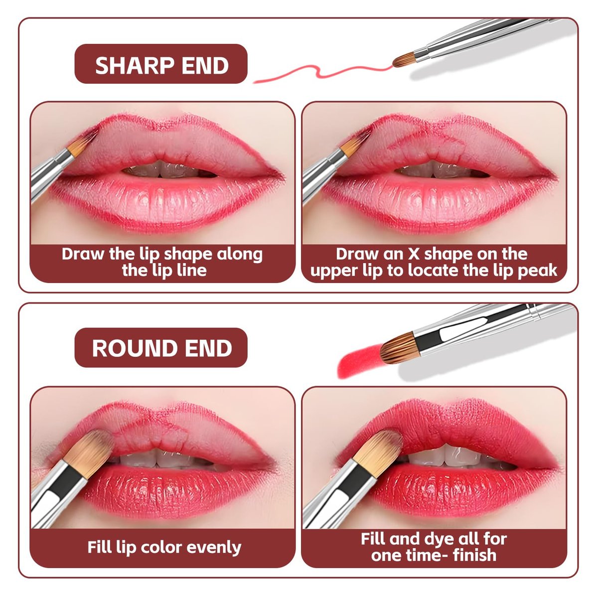 uadbau Silver Dual Ended Retractable Lip Brush – Portable Lip Brush for Lipstick & Lip Gloss, Eyeshadow Applicator, Travel-Friendly Makeup Brush, Includes Lid - görsel 9