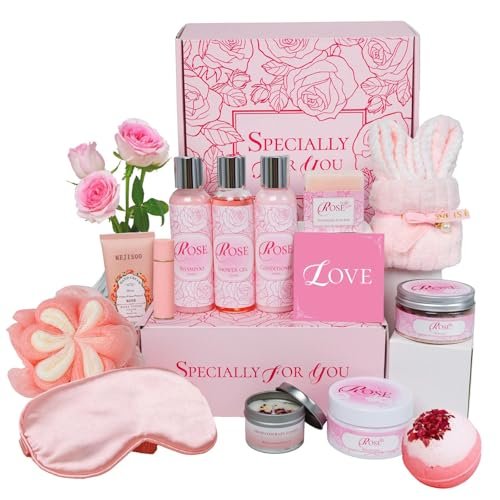 Mother's Day Gifts Set 16Pcs Rose Spa Bath & Body Care Set with Bath Bombs & Lotions, Relaxing Home Spa Gift Kit for Mom Wife Girlfriend, Ideal for Mother’s Day Birthday Women Gift Sets Avelisse