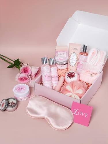Mother's Day Gifts Set 16Pcs Rose Spa Bath & Body Care Set with Bath Bombs & Lotions, Relaxing Home Spa Gift Kit for Mom Wife Girlfriend, Ideal for Mother’s Day Birthday Women Gift Sets Avelisse