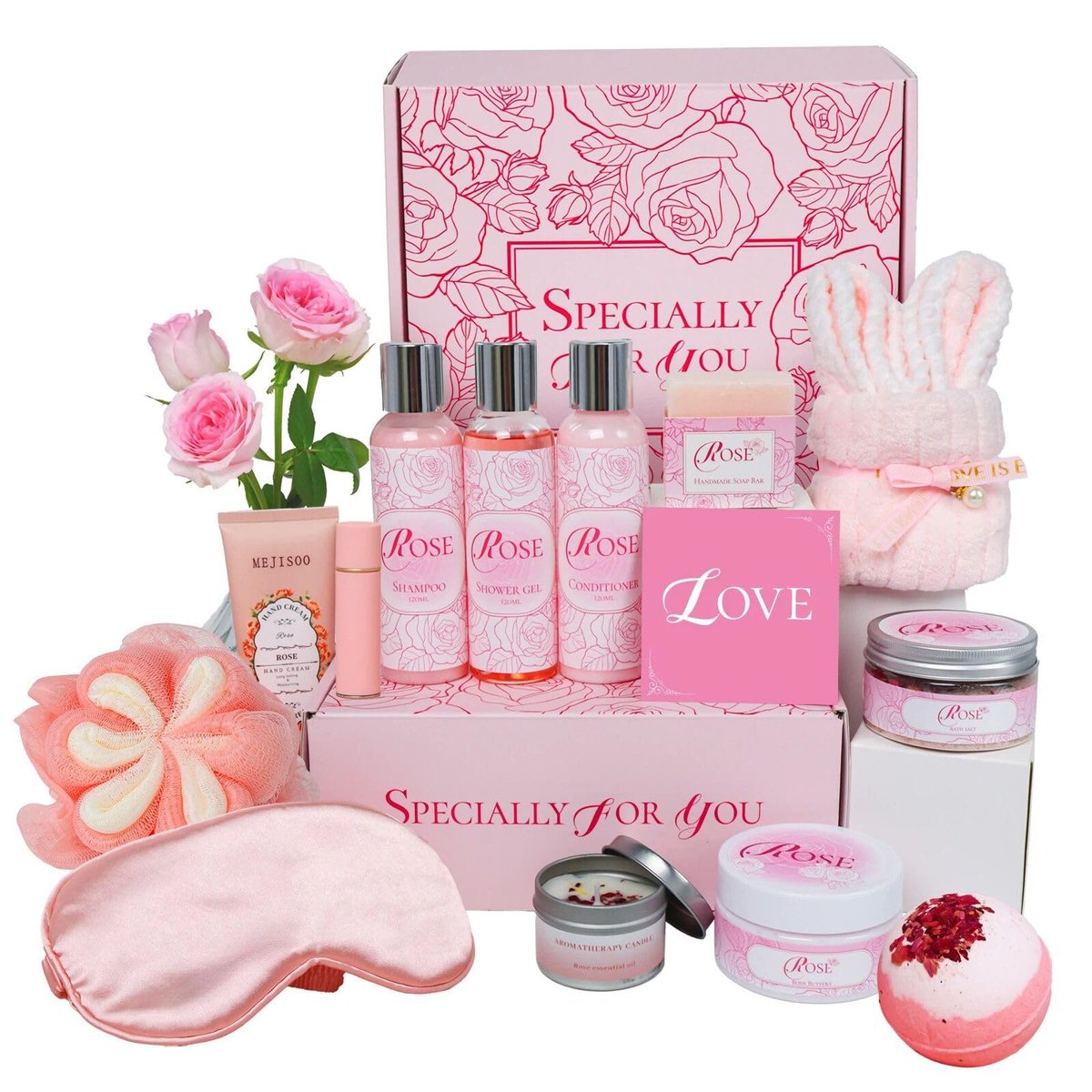 Mother's Day Gifts Set 16Pcs Rose Spa Bath & Body Care Set with Bath Bombs & Lotions, Relaxing Home Spa Gift Kit for Mom Wife Girlfriend, Ideal for Mother’s Day Birthday Women Gift Sets Avelisse