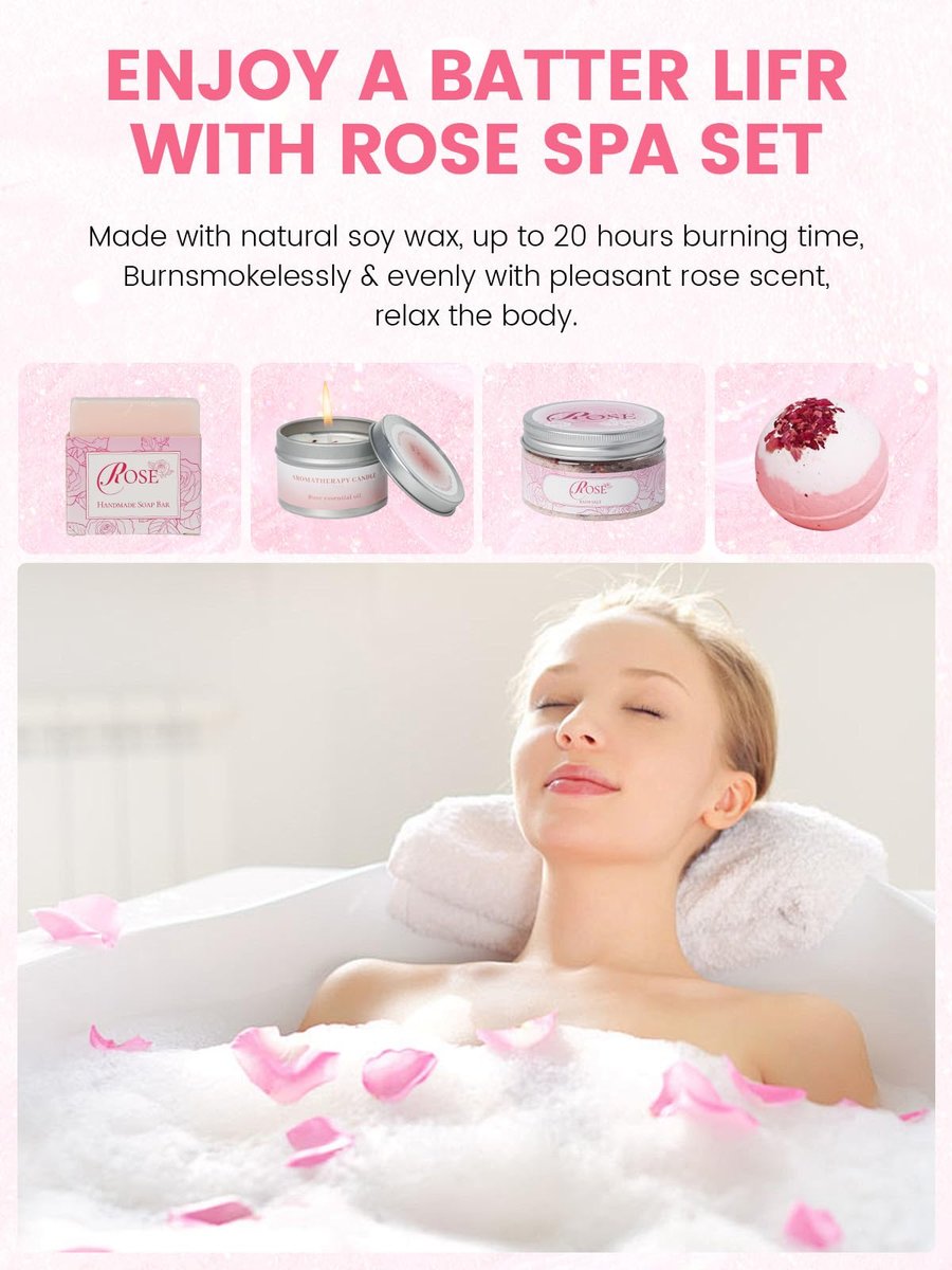 Mother's Day Gifts Set 16Pcs Rose Spa Bath & Body Care Set with Bath Bombs & Lotions, Relaxing Home Spa Gift Kit for Mom Wife Girlfriend, Ideal for Mother’s Day Birthday Women Gift Sets Avelisse