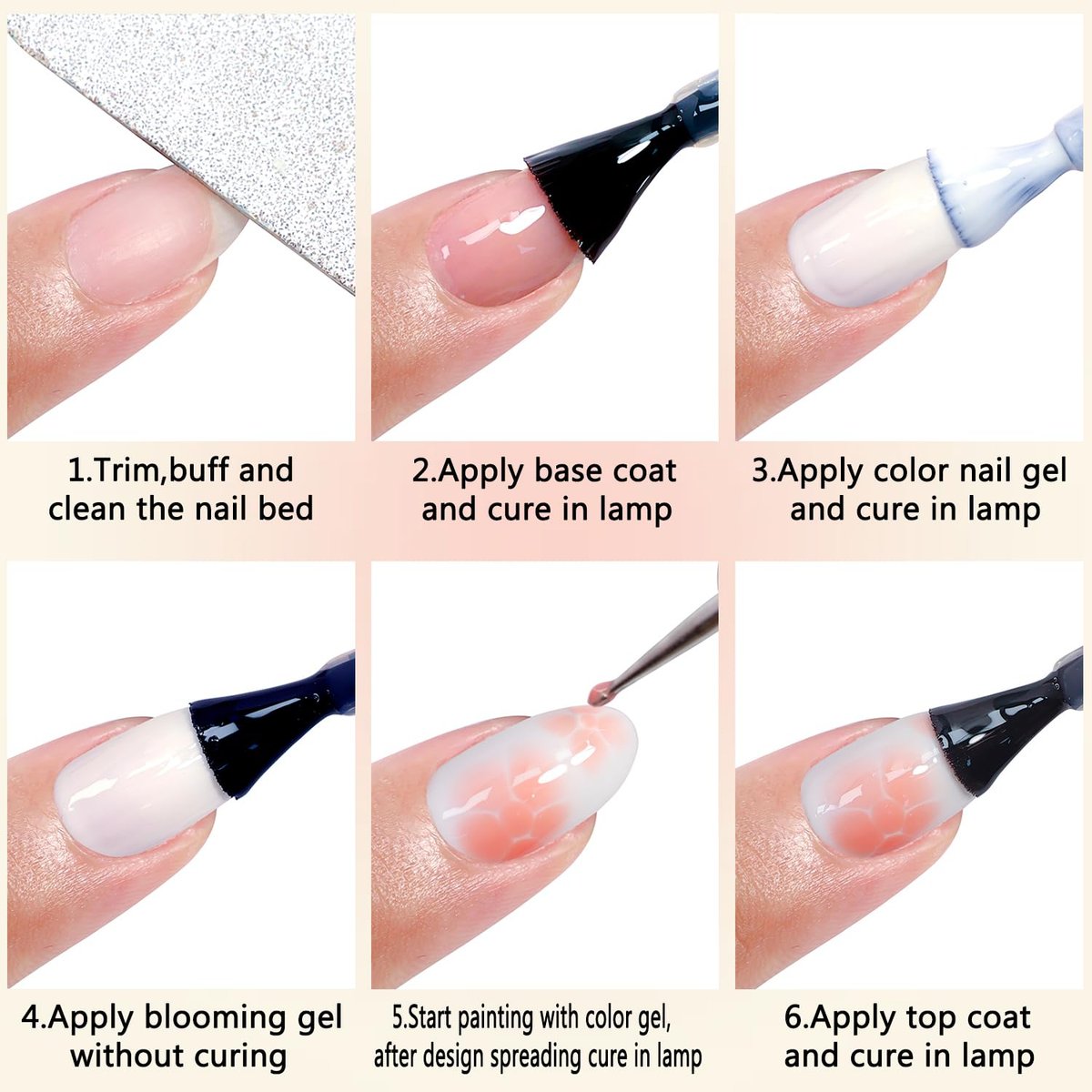 Fcozpjk Nail Blooming Gel - 15ML Clear Blooming Gel Polish for Watercolor, Marble, Ombre & Aura Nail Art - Soak Off UV/LED Cure with Dotting Pen Avelisse