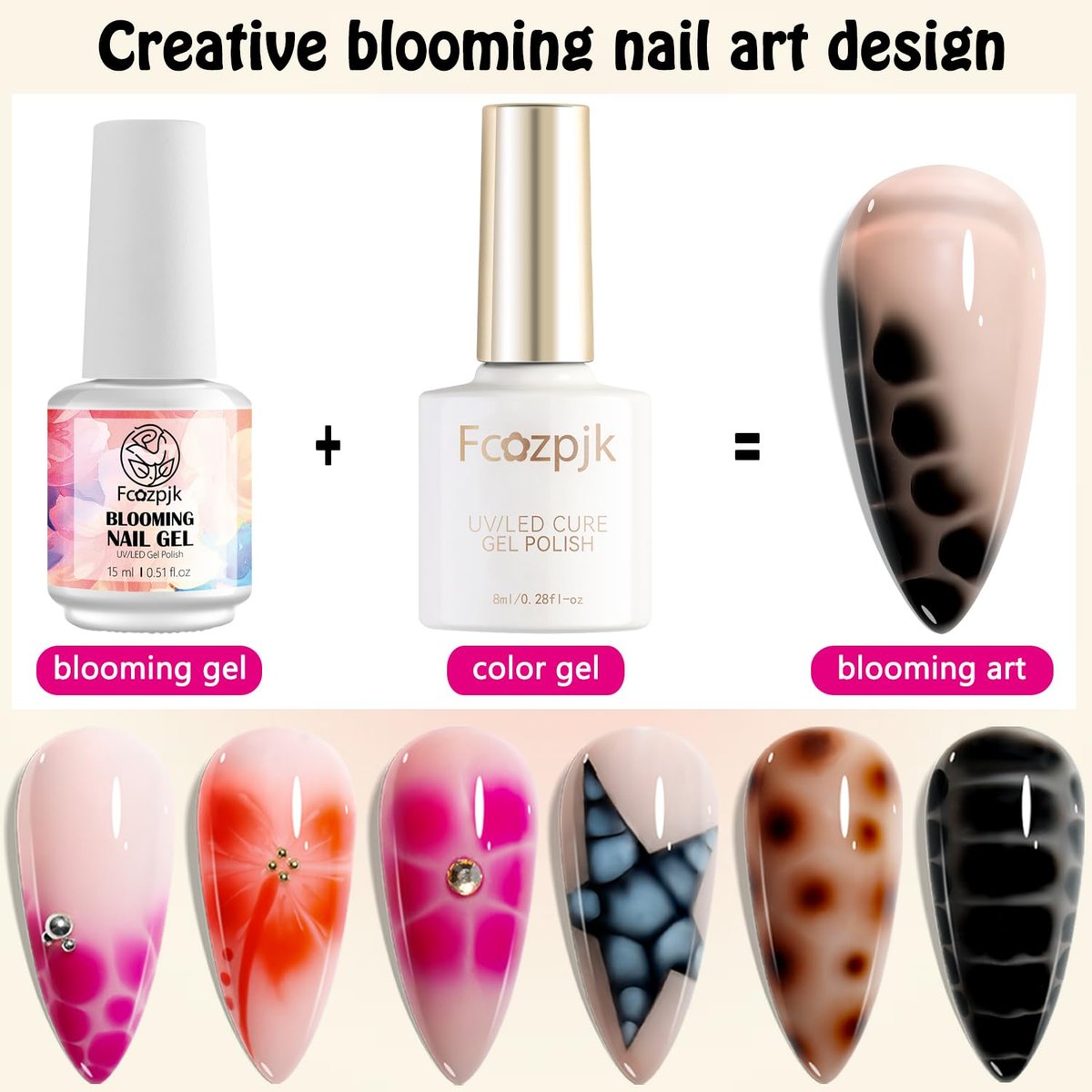 Fcozpjk Nail Blooming Gel - 15ML Clear Blooming Gel Polish for Watercolor, Marble, Ombre & Aura Nail Art - Soak Off UV/LED Cure with Dotting Pen Avelisse