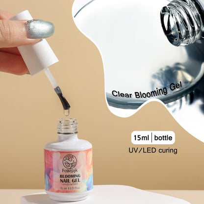 Fcozpjk Nail Blooming Gel - 15ML Clear Blooming Gel Polish for Watercolor, Marble, Ombre & Aura Nail Art - Soak Off UV/LED Cure with Dotting Pen Avelisse