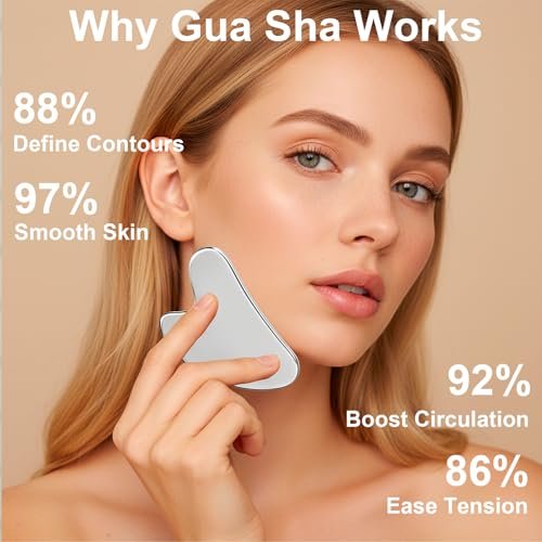 Stainless Steel Gua Sha Tool & Lymphatic Drainage Face Brush Set - TWPER Facial Massage Kit for Jawline Sculpting, Puffiness Lifting & Relaxation - görsel 12