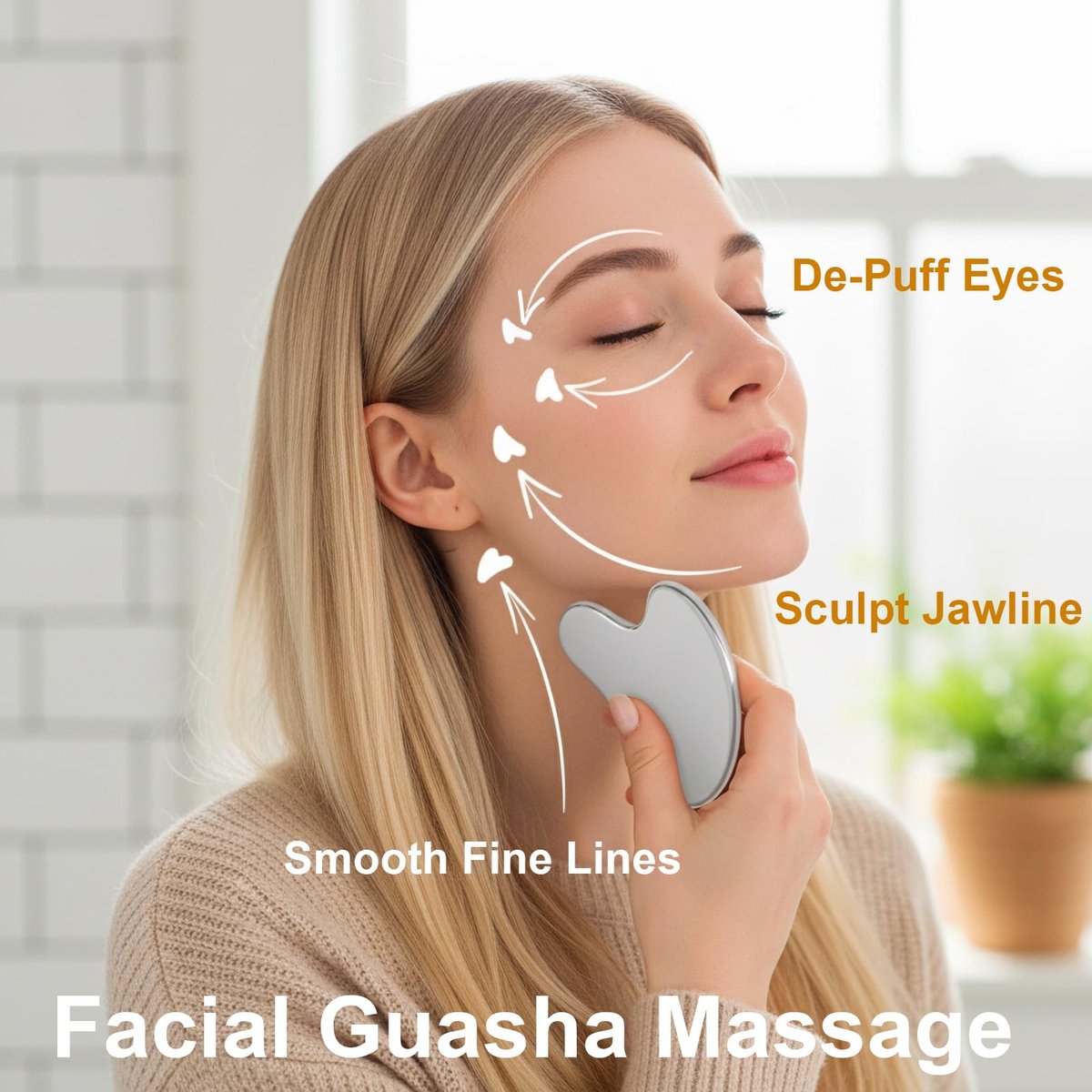 Stainless Steel Gua Sha Tool & Lymphatic Drainage Face Brush Set - TWPER Facial Massage Kit for Jawline Sculpting, Puffiness Lifting & Relaxation - görsel 9