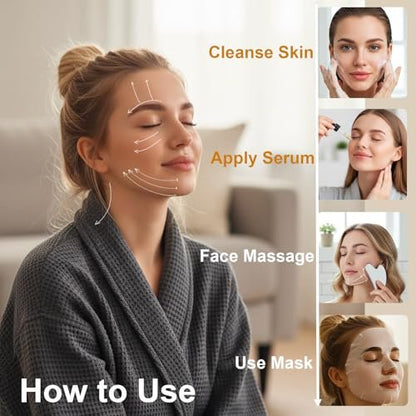 Stainless Steel Gua Sha Tool & Lymphatic Drainage Face Brush Set - TWPER Facial Massage Kit for Jawline Sculpting, Puffiness Lifting & Relaxation
