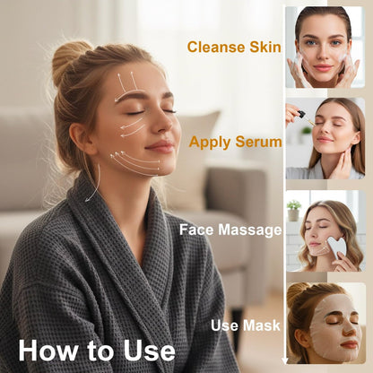 Stainless Steel Gua Sha Tool & Lymphatic Drainage Face Brush Set - TWPER Facial Massage Kit for Jawline Sculpting, Puffiness Lifting & Relaxation