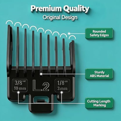 Fade Guide Set Compatible with Most Wahl Clippers - 4 Sets Taper Guards, Black Avelisse