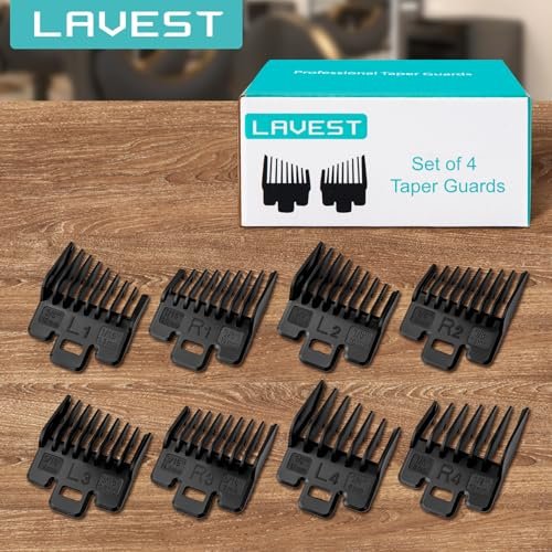 Fade Guide Set Compatible with Most Wahl Clippers - 4 Sets Taper Guards, Black Avelisse