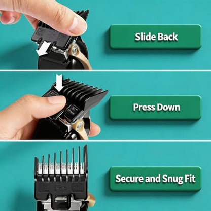Fade Guide Set Compatible with Most Wahl Clippers - 4 Sets Taper Guards, Black Avelisse