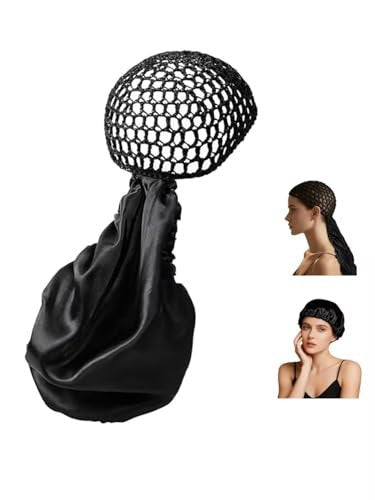 2 in 1 Wrap Cap Bonnet – Adjustable Hair Wrap Net & Scarf for Silk Press, Extra Long Hair Bonnet for Curly & Braided Black Hair Avelisse