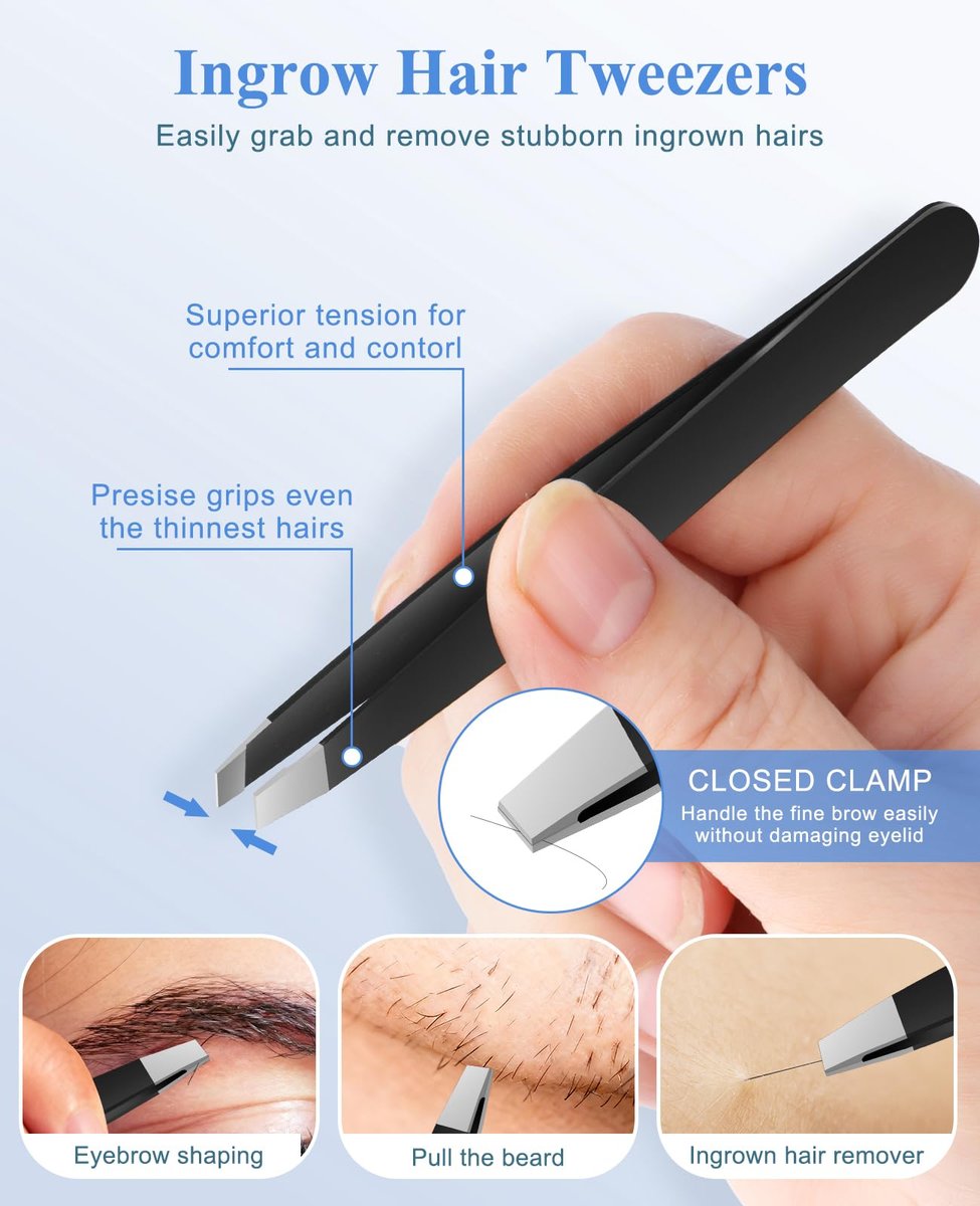 3-Piece Blackhead Remover Tweezers & Pimple Popper Tool Kit – Stainless Steel Extractor for Blemishes, Whiteheads, and Ingrown Hairs Avelisse