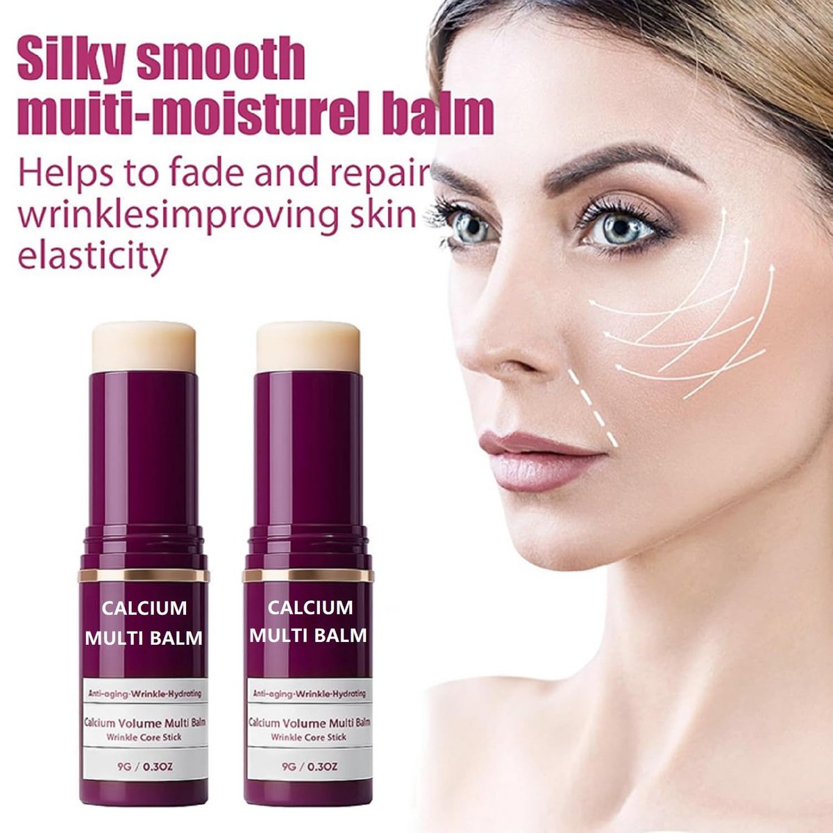 2Pcs Calcium Multi Balm - Korean Collagen Moisturizing Stick for Eyes, Neck, and Face | Hydrating & Anti-Aging Avelisse