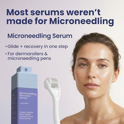 Microneedling Serum for Derma Roller & Pen – Copper Peptide Glide + Recovery Serum with Hyaluronic Acid, Niacinamide, Matrixyl 3000, Centella & Arnica, Aftercare Face Serum, 1 fl oz Avelisse