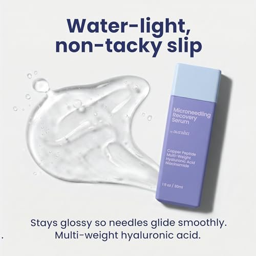 Microneedling Serum for Derma Roller & Pen – Copper Peptide Glide + Recovery Serum with Hyaluronic Acid, Niacinamide, Matrixyl 3000, Centella & Arnica, Aftercare Face Serum, 1 fl oz Avelisse
