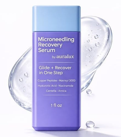 Microneedling Serum for Derma Roller & Pen – Copper Peptide Glide + Recovery Serum with Hyaluronic Acid, Niacinamide, Matrixyl 3000, Centella & Arnica, Aftercare Face Serum, 1 fl oz Avelisse