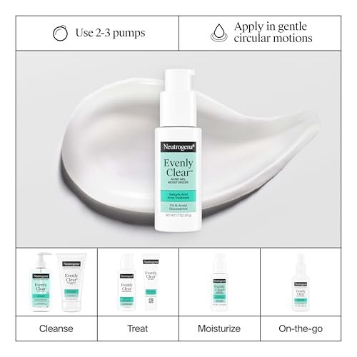 Neutrogena Evenly Clear Acne Gel Moisturizer with Salicylic Acid & N-Acetyl Glucosamine, Lightweight Non-Greasy Face Moisturizer for Acne-Prone Skin, 1.7 fl. oz - görsel 16