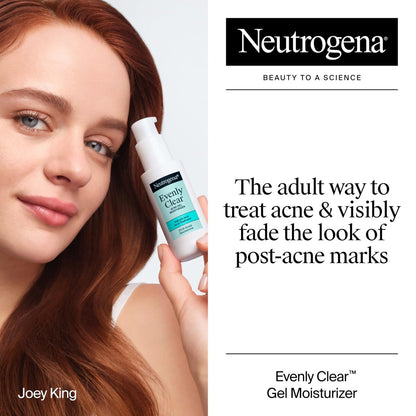 Neutrogena Evenly Clear Acne Gel Moisturizer with Salicylic Acid & N-Acetyl Glucosamine, Lightweight Non-Greasy Face Moisturizer for Acne-Prone Skin, 1.7 fl. oz