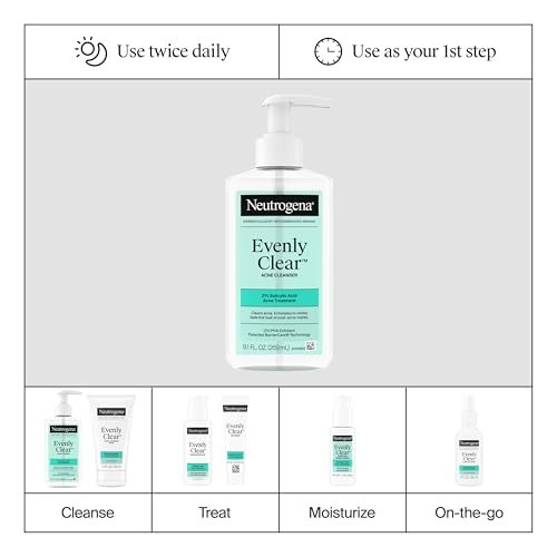 Neutrogena Evenly Clear Acne Cleanser with 2% Salicylic Acid & 2% PHA Exfoliant, Gentle Foaming Face Wash for Clogged Pores, Blackheads & Post-Acne Marks, 9.1 fl. oz - görsel 16