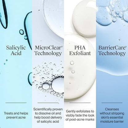 Neutrogena Evenly Clear Acne Cleanser with 2% Salicylic Acid & 2% PHA Exfoliant, Gentle Foaming Face Wash for Clogged Pores, Blackheads & Post-Acne Marks, 9.1 fl. oz