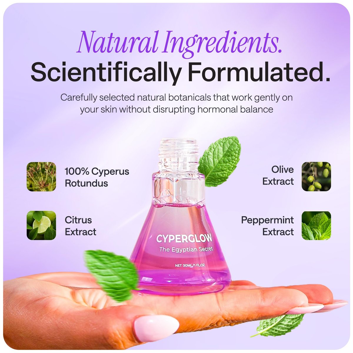 CYPERGLOW Cyperus Rotundus Skin Serum Oil – Natural Hair-Reducing & Shaving Oil for Women, Moisturising & Soothing, 1.01 Fl Oz Avelisse