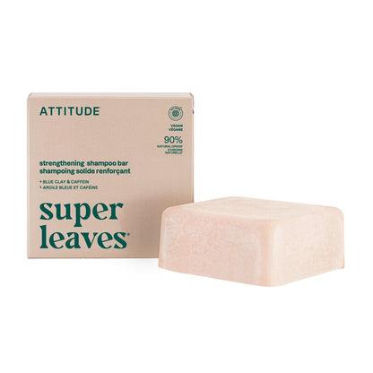 ATTITUDE Strengthening Shampoo Bar - Natural Origin, Blue Clay & Caffeine for Hair Repair & Breakage, EWG Verified, Vegan, Sandalwood & Cedar Scent, 4 Oz Avelisse