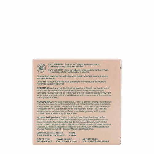ATTITUDE Strengthening Shampoo Bar - Natural Origin, Blue Clay & Caffeine for Hair Repair & Breakage, EWG Verified, Vegan, Sandalwood & Cedar Scent, 4 Oz Avelisse