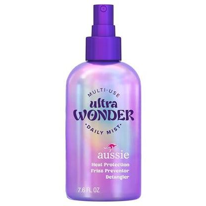 Aussie Ultra Wonder Daily Mist Lightweight Multi-Use Detangler – Silicone-Free, for All Hair Types and Curls, 7.6 oz