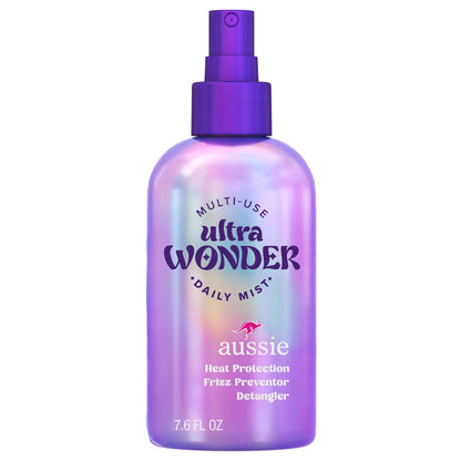 Aussie Ultra Wonder Daily Mist Lightweight Multi-Use Detangler – Silicone-Free, for All Hair Types and Curls, 7.6 oz