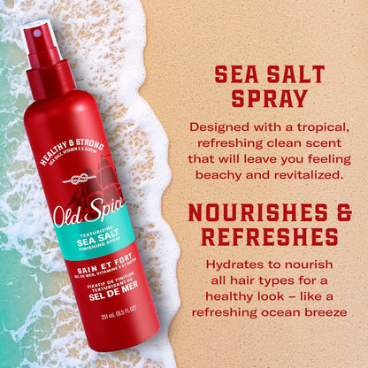 Old Spice Men's Sea Salt Hair Spray - Texturizing Finishing Spray for All Hair Types, Healthy & Strong with Vitamin E & Biotin, Medium Hold, 8.5 fl oz