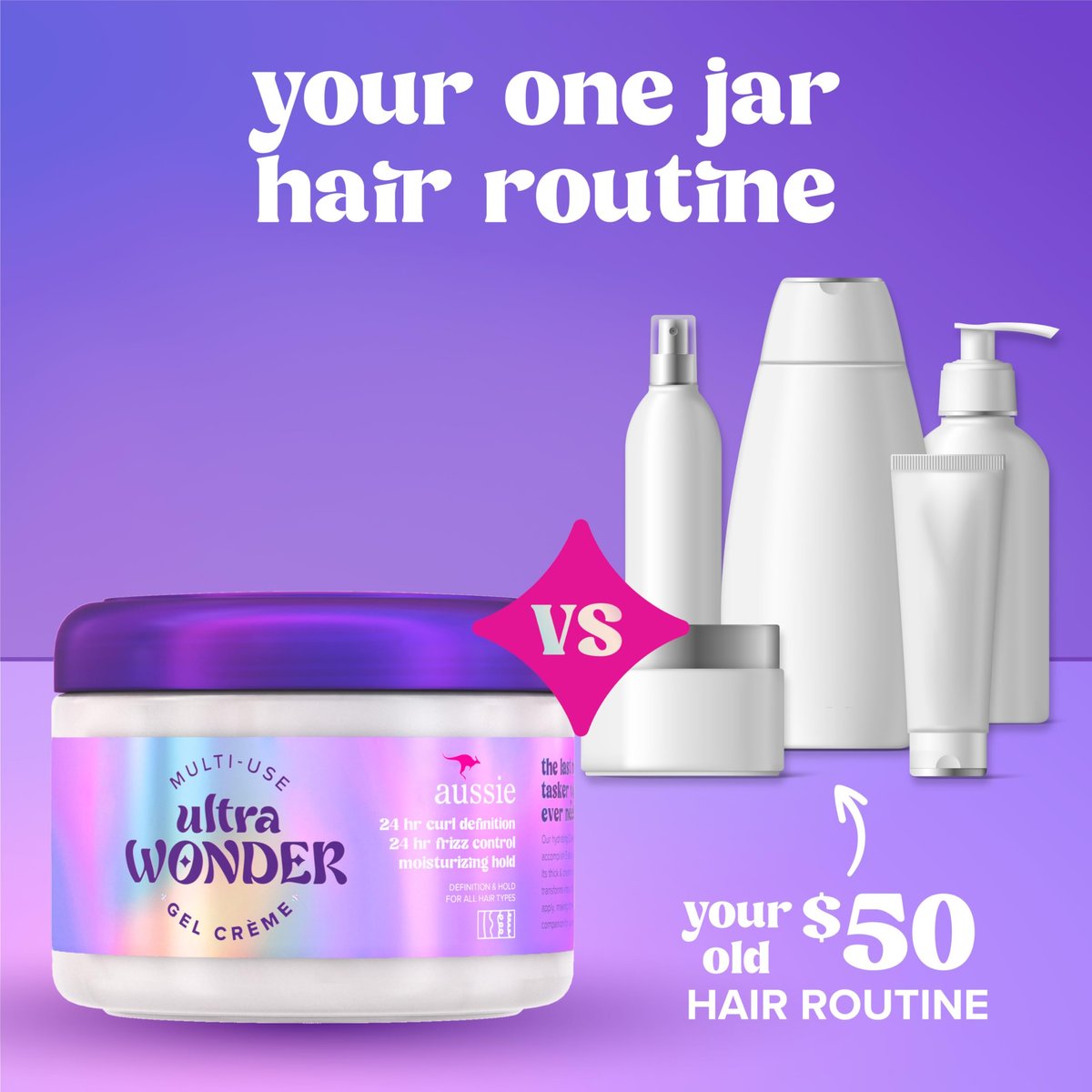 Aussie Ultra Wonder Gel Crème All-in-1 Moisturizing Hold Styler - Gel + Cream for All Hair Types and Curls, 10.1 oz - görsel 11