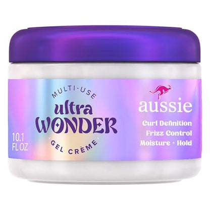 Aussie Ultra Wonder Gel Crème All-in-1 Moisturizing Hold Styler - Gel + Cream for All Hair Types and Curls, 10.1 oz
