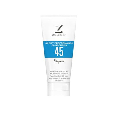 Zealios Sport Performance Original SPF 45 Hybrid Sunscreen - Broad Spectrum, Water & Sweat Resistant (80 min), Non-Greasy, 8% Non-Nano Zinc Oxide Lotion for Swimming, Running & Cycling, Kids (3 oz) Avelisse