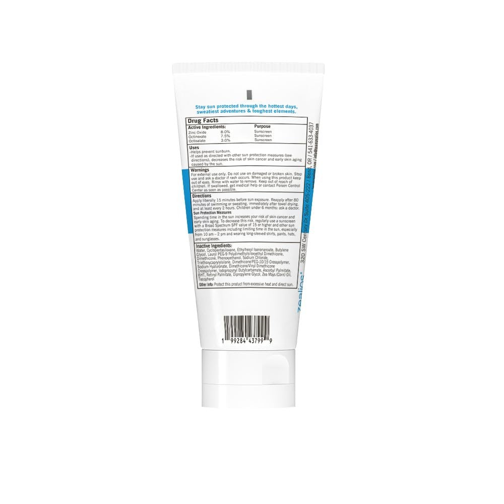Zealios Sport Performance Original SPF 45 Hybrid Sunscreen - Broad Spectrum, Water & Sweat Resistant (80 min), Non-Greasy, 8% Non-Nano Zinc Oxide Lotion for Swimming, Running & Cycling, Kids (3 oz) Avelisse