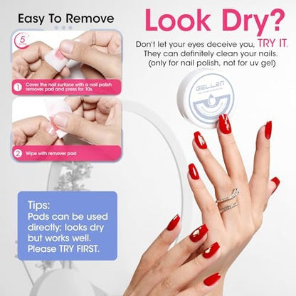 GELLEN Nail Polish Remover Pot - Non-Acetone, Fragrance Free, Quick 5-9s Removal with Shea Butter & Vitamin E, Non-Drying Formula (3.71 Fl Oz)
