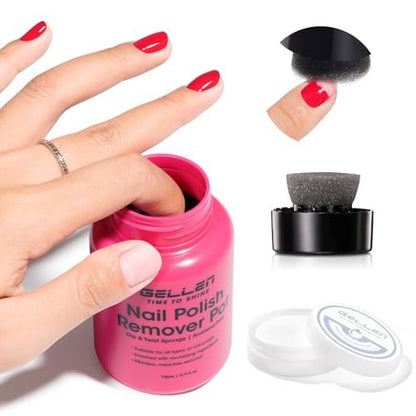 GELLEN Nail Polish Remover Pot - Non-Acetone, Fragrance Free, Quick 5-9s Removal with Shea Butter & Vitamin E, Non-Drying Formula (3.71 Fl Oz)