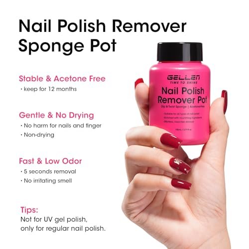 GELLEN Nail Polish Remover Pot - Non-Acetone, Fragrance Free, Quick 5-9s Removal with Shea Butter & Vitamin E, Non-Drying Formula (3.71 Fl Oz) - görsel 4