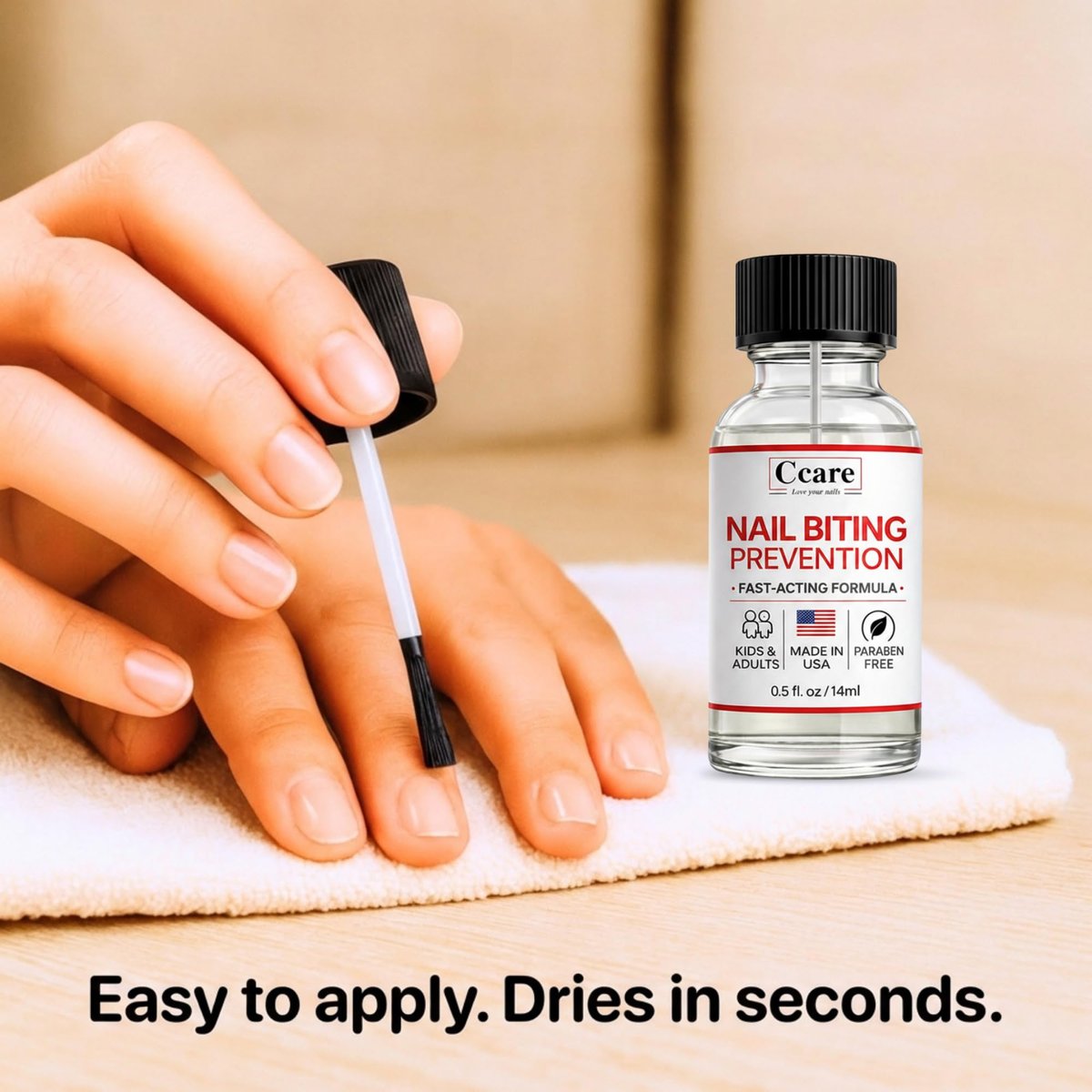 C CARE Nail Biting Prevention for Kids & Adults - Safe, Bitter, Clear, Thumb Sucking Deterrent | Stop Nail Biting Treatment, Fast Drying, Easy Brush On, 0.5 fl oz - görsel 9