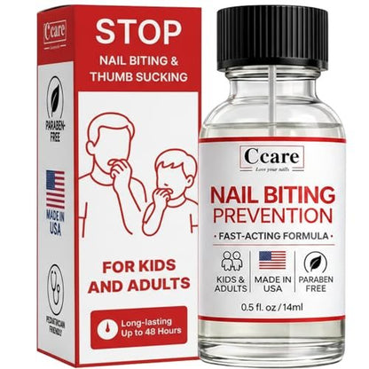 C CARE Nail Biting Prevention for Kids & Adults - Safe, Bitter, Clear, Thumb Sucking Deterrent | Stop Nail Biting Treatment, Fast Drying, Easy Brush On, 0.5 fl oz