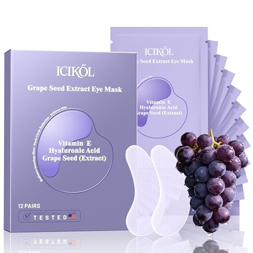 ICIKOL Grape Seed Collagen Under Eye Patches – Hydrating Eye Mask for Puffy Eyes, Dark Circles & Eye Bags (12 Pairs) - görsel 2