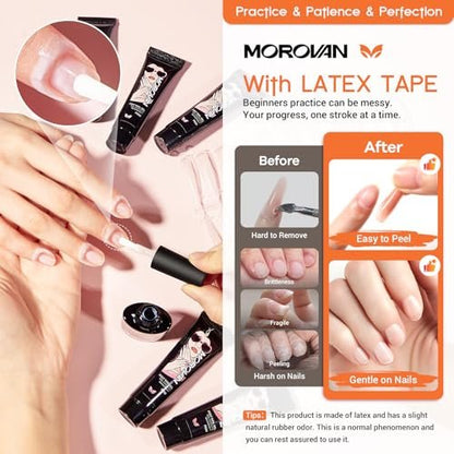 Morovan Poly Gel Nail Kit for Pretty Gift – Complete Extension Gel Nail Set with Nail Lamp, Slip Solution, and Professional Manicure Tools for Beginners at Home Avelisse