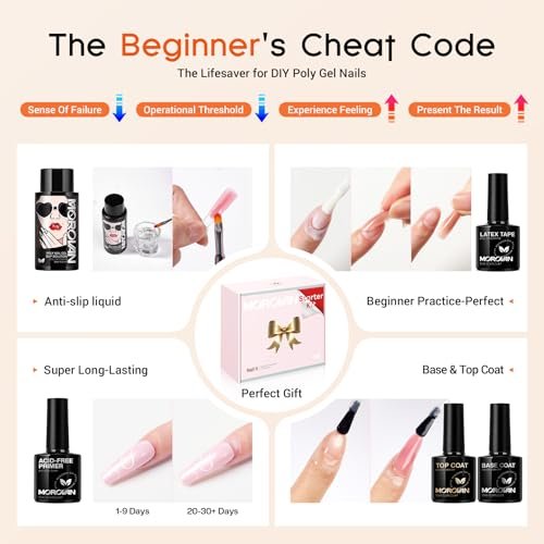 Morovan Poly Gel Nail Kit for Pretty Gift – Complete Extension Gel Nail Set with Nail Lamp, Slip Solution, and Professional Manicure Tools for Beginners at Home Avelisse