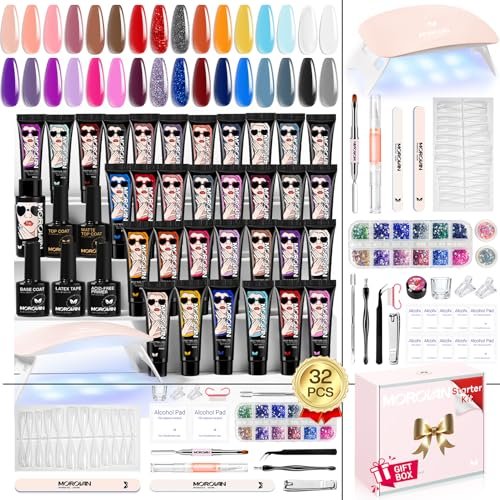 Morovan Poly Gel Nail Kit for Pretty Gift – Complete Extension Gel Nail Set with Nail Lamp, Slip Solution, and Professional Manicure Tools for Beginners at Home Avelisse